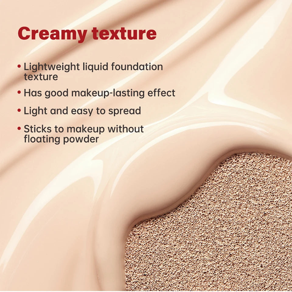 Korean Air Cushion Foundation Natural Moisturizing Coverage 72H Wear Semi-Matte Finish Foundation Women Long-lasting Makeup Base