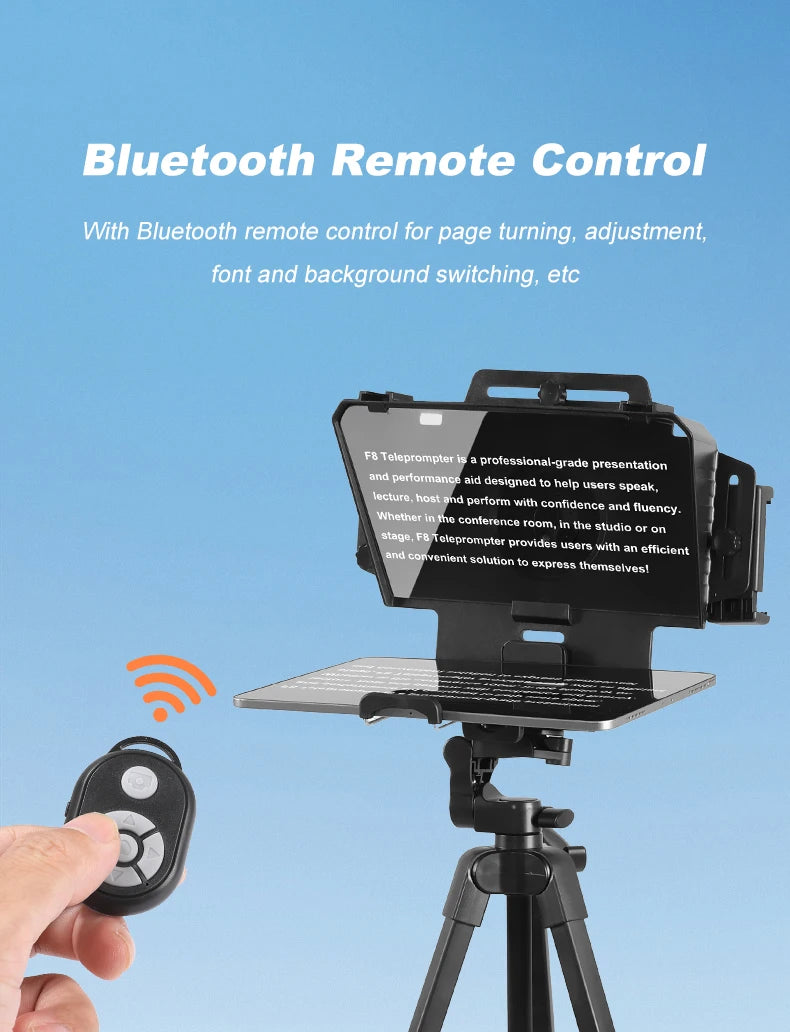 Soonpho F7 F8 Teleprompter for Tablet Laptop Smartphone Camera Bluetooth Portable Telepronter for Live Streaming Recording Video