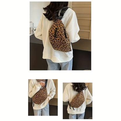 Women's Leopard Print Chest Bag Large Capacity Waist Bag for Women Travel, Shopping, Everyday Use Stylish Shoulder Crossbody Bag