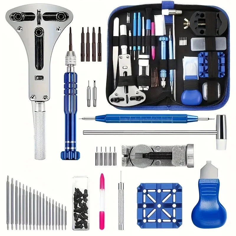 Watch Repair Tool Kit 212-Piece Metal Case Disassembly Battery Replacement Combination Watchmaker's Tool Set Band Adjuster Tools