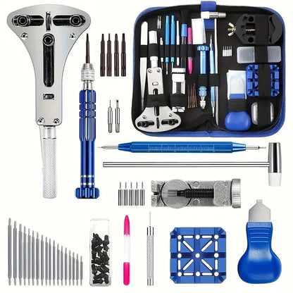 Watch Repair Tool Kit 212-Piece Metal Case Disassembly Battery Replacement Combination Watchmaker's Tool Set Band Adjuster Tools