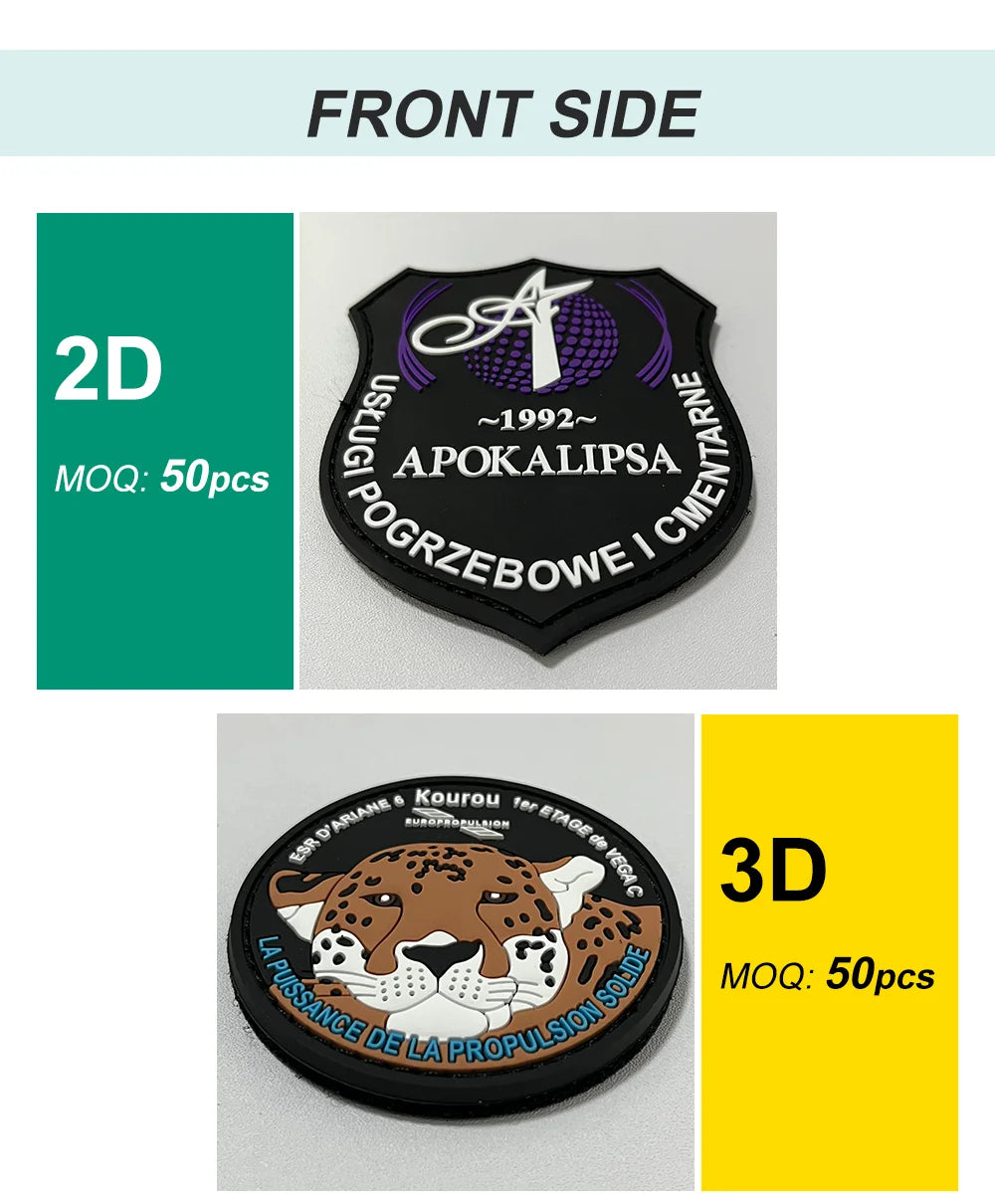 Custom Silicone Rubber Badges Embossed Logo 3D 2D Soft PVC Patches Sew on Iron on for Clothing Tag Name Badges
