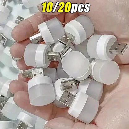1-20 szt. Mini USB Lampka nocna Ciepła biała Ochrona oczu Lampa do czytania książek USB Wtyczka Komputer Mobilna ładowarka Powerbank LED Lampka nocna