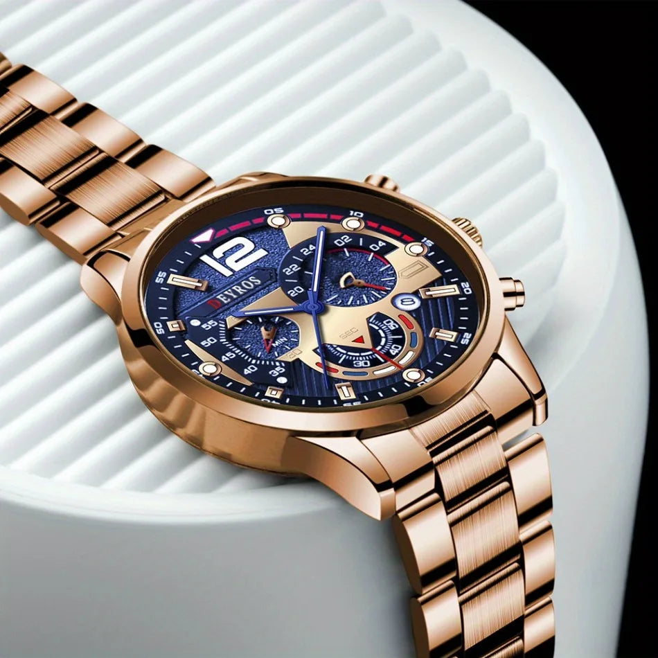 5p/set Business Casual Fashion Watch Set for Men, Travel Party Meeting Fashion Quartz Watch Set for Men, Halloween Gifts