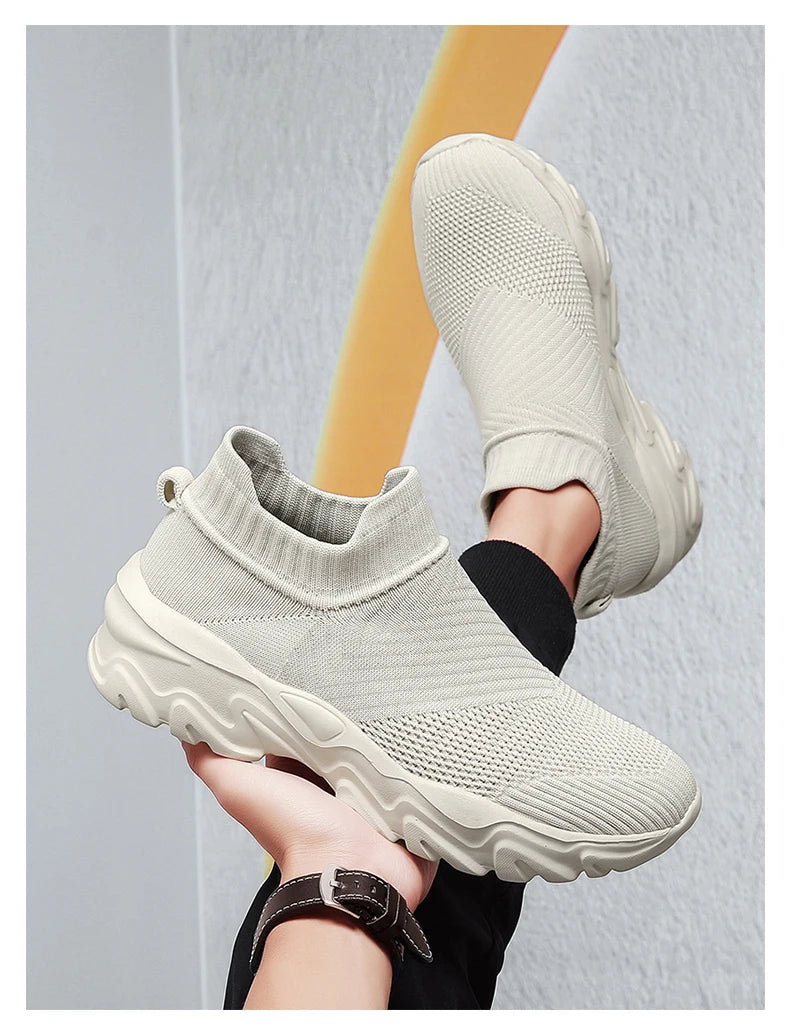 Men'S And Women'S Sneakers Mesh Breathable Lightweight High-Top Running Tennis Shoes Comfortable Outdoor Pair Naked Boots