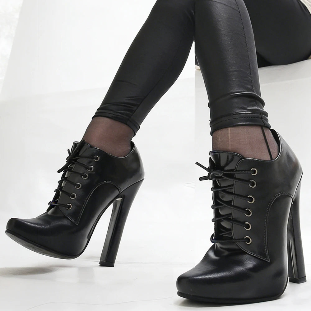 6 Inch High Heel Shoes Lace Up Pointy Toe Unisex Fetishheels Vintage Drag Queen Pump