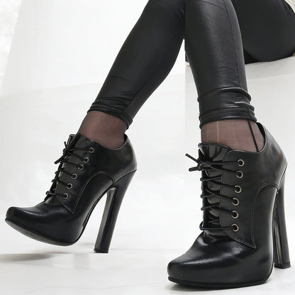 6 Inch High Heel Shoes Lace Up Pointy Toe Unisex Fetishheels Vintage Drag Queen Pump