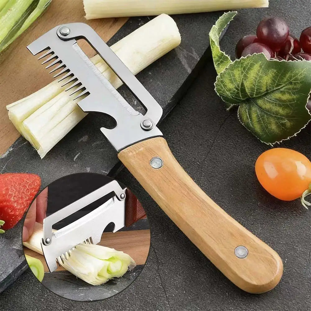 3-In-1 Stainless Steel Vegetable Peeler With Bottle Opener Onion Slicer Shredder Multi-functional Kitchen Tools 19cm 1PCS