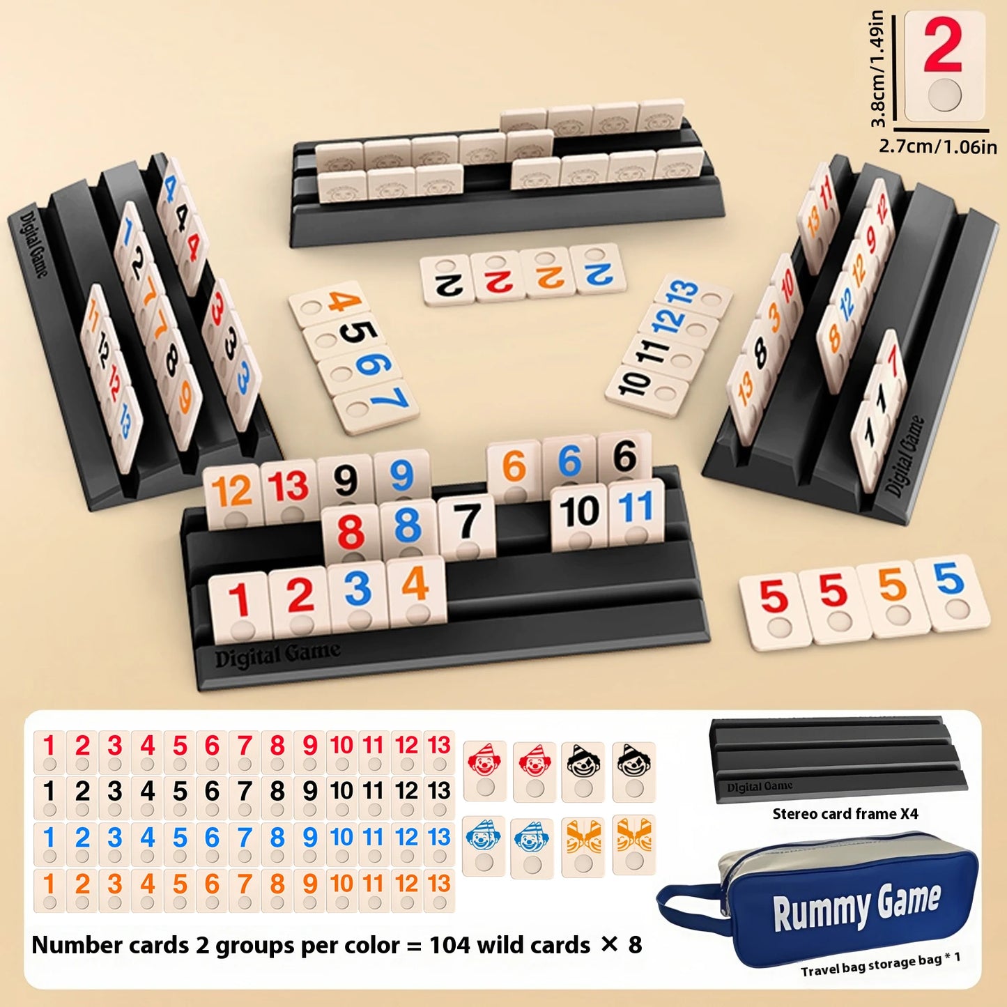 112pcs Cards, Deluxe Portable Travel Game Set - Classic Block Cards, Mini Mahjong, Fun Tabletop Game, Suitable for 2-4 Players