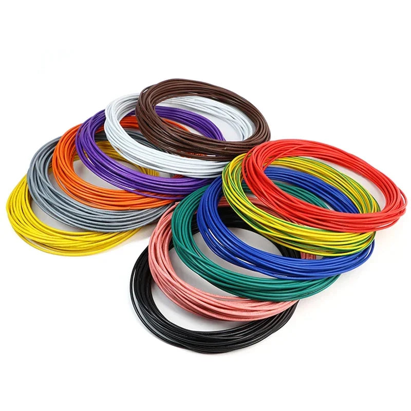 12Colors 1007 Stranded Electric Wire 5/10M 30/28/26/24/22/20/18/16AWG PVC Insulated Tinned Plating Copper Cable for DIY LED Line