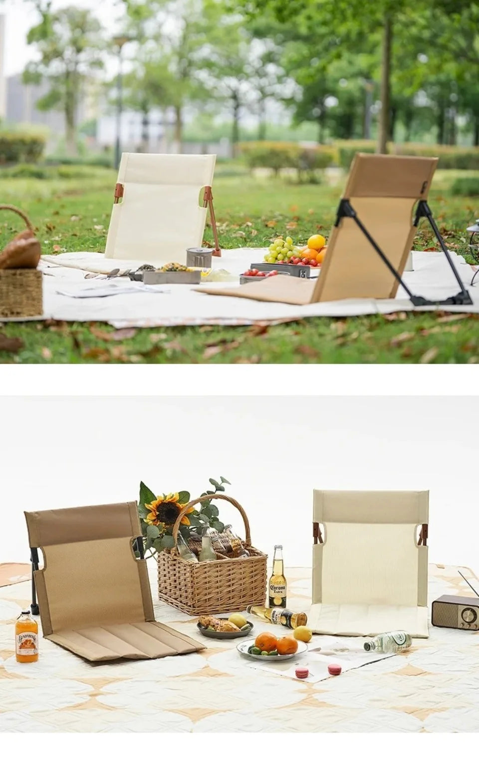 1pc Foldable Camping Chair Outdoor Garden Park Single Lazy Chair Backrest Cushion Picnic Camping Folding Back Chair Beach Chairs