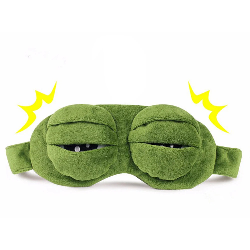 1PC Green 3D FROG Sleeping Mask Eyeshade Plush Eye Cover Travel Cartoon Eyeshade for Eye Travel Relax Sleeping Gift