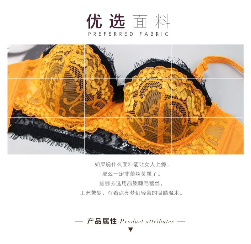 DaiNaFang New Sexy Women Bras Set Push Up Underwear 34/75 36/80 38/85 40/90 42/95 ABCDE Cup Plus Size Lace Lady Lingerie