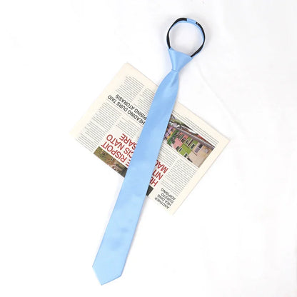 New Unisex Solid Necktie Zipper Tie 6cm Casual for Man Women Gravatas Skinny Slim Mens Party Wedding Shirt Accessories Corbatas
