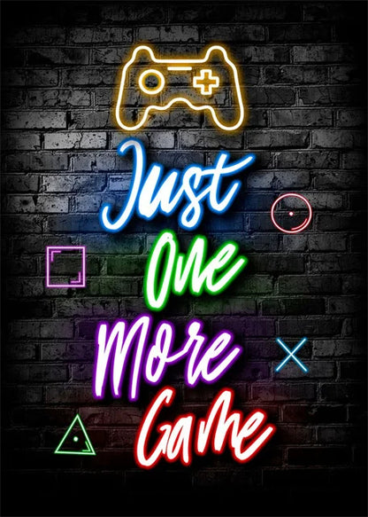 Gaming Neon Eat Sleep Game Repeat  Canvas Posters Gamer Room Decor Canvas Print Art for Home Esports Bedroom Decor Gift Painting