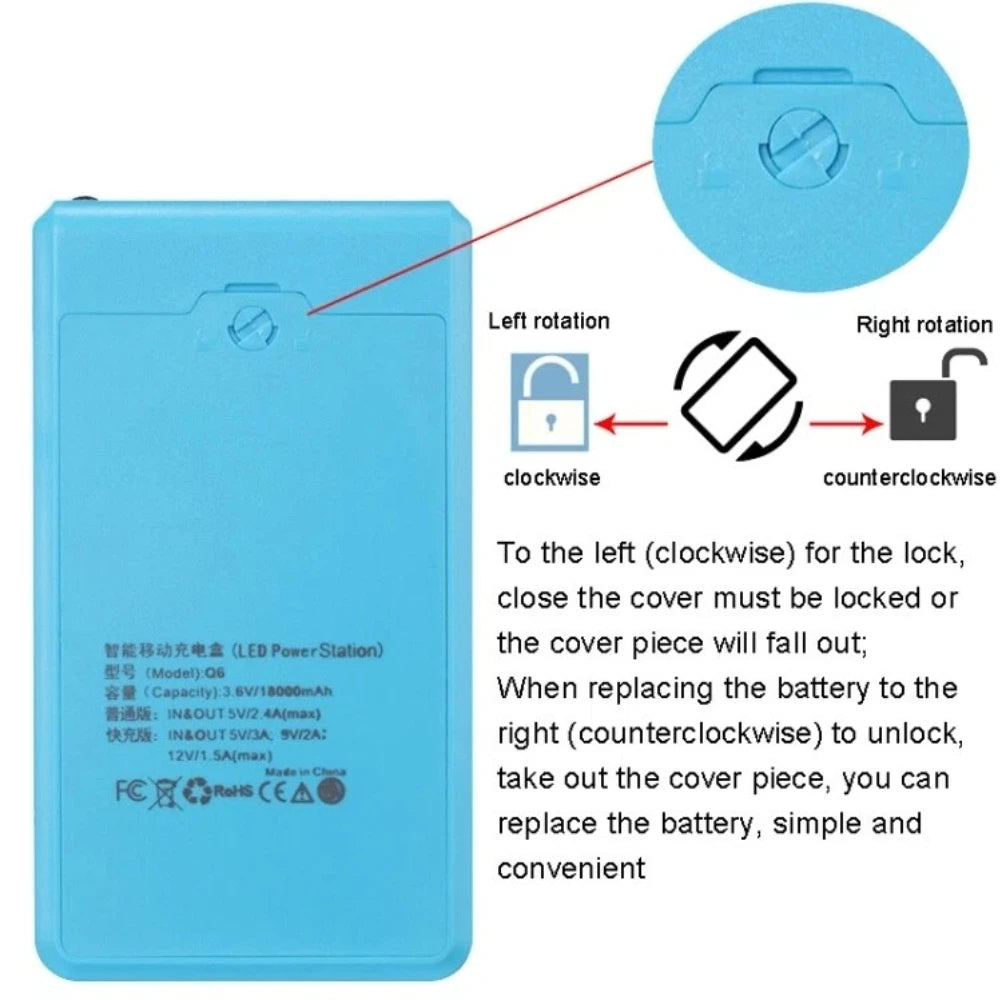 6*18650 Battery Holder Dual USB Power Bank Battery Box Mobile Phone Charger DIY Shell Case