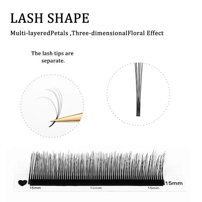 winky beauty 5D Multi Layer Flora Eyelashes Extensions Natural Black LC/LD Curl Lashes Premade Volume Flowering Eyelashes Makeup