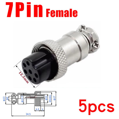 5pcs GX16 2/3/4/5/6/7/8/9/10Pin 16MM Male Female Circular Aviation Connector Plug Socket Screw Panel Mount Connector