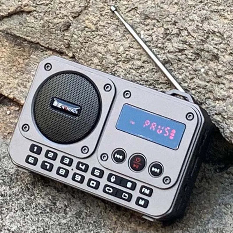 Mini Portable FM Radio Multifunctional Radios Bluetooth Speaker Recorder with LED Display Folder Switching TF Card U Disk Play
