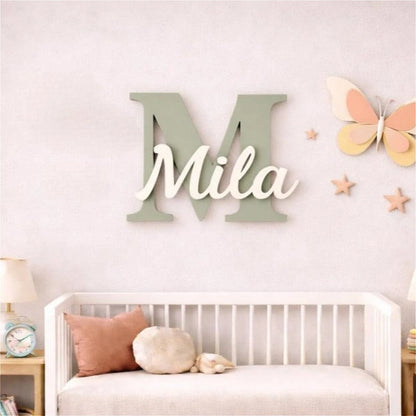 1pc Wooden Double-layer Letter Door Sign, Customized Name/letter,Personalized Children's Room Decoration,Baby Name Sign