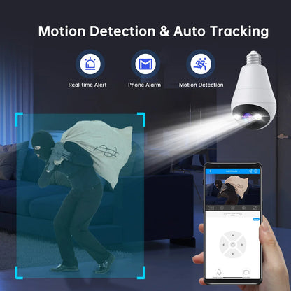 JOOAN 5MP E27 Bulb Wifi Camera Indoor Auto Tracking Night Vision Security Camera Two-way Audio Surveillance IP Camera