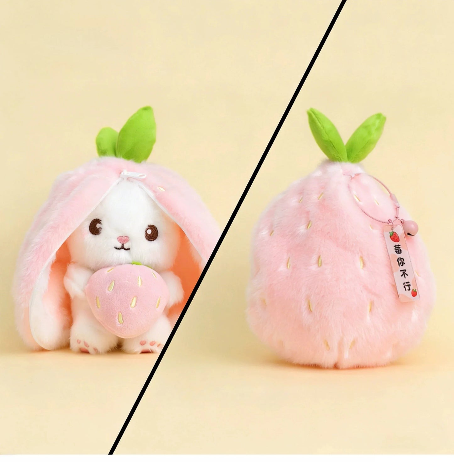 New Cute Fruit Bunny Plush Toy Creative Durian Pineapple Carrot Strawberry Turn Into Rabbit Soft Doll Birthday Christmas Gift