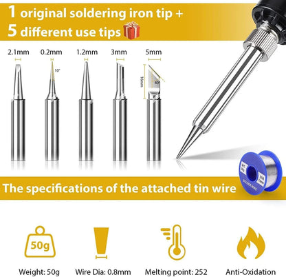 Electric Soldering Iron 80W Welding Gun Tool Kit Heat Pencil Repair Tools Adjustable Temperature Replaceable Soldering Iron Head