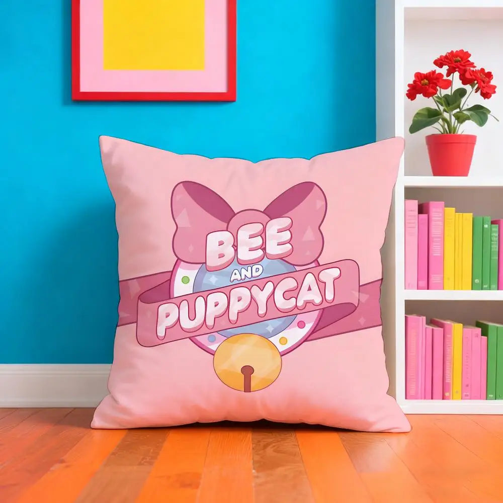 Bee And P-PuppyCat Anime Pillow Case Cushion Cover Soft & Easy-Wash Pillow Case – Versatile For Couch, Bed, Travel And Office