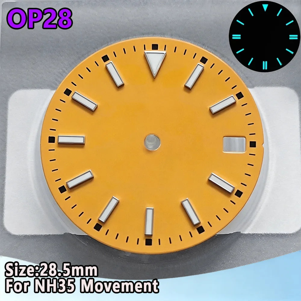 28.5mm NH35 Watch Dial Luminous Dials Single Calendar Dial Suitable For NH35 Movement Can Support DIY Dial Customization Logo