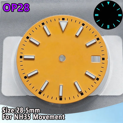 28.5mm NH35 Watch Dial Luminous Dials Single Calendar Dial Suitable For NH35 Movement Can Support DIY Dial Customization Logo