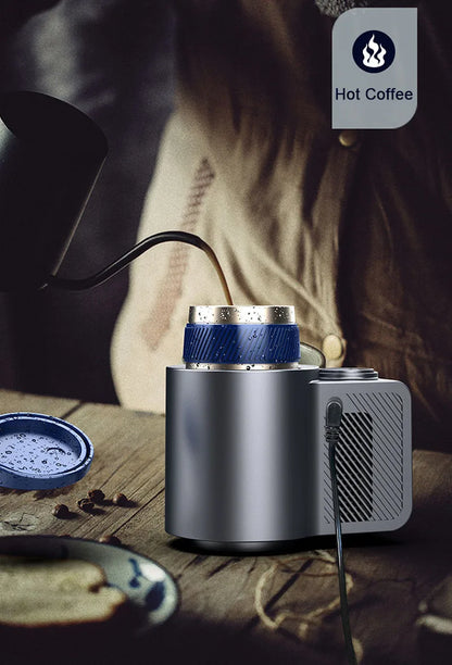 New 2-in-1 Smart Car Cooler Warmer Cup for Coffee Milk Beverage Heating Cooling Mug Travel Mini Car Refrigerator Drink Holder