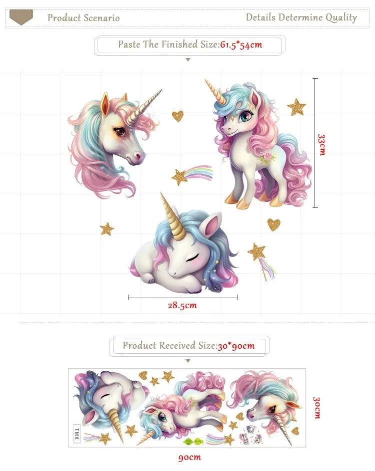 Unicorn Vinyl Child Wall Sticker For Baby Room Decoration Bedroom Accessories Furniture Sticker Adhesive Wallpaper Wall Decor