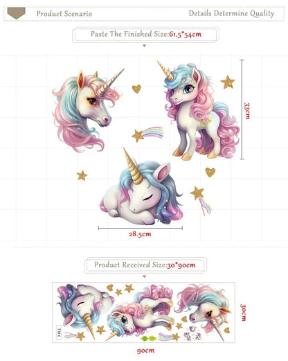 Unicorn Vinyl Child Wall Sticker For Baby Room Decoration Bedroom Accessories Furniture Sticker Adhesive Wallpaper Wall Decor