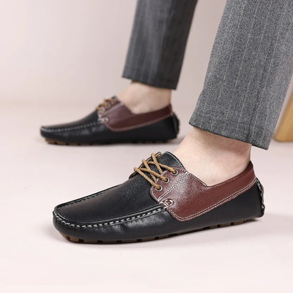 Men's Sleek Casual Lace-Up Loafers, Men's Slip-On Style Walking Footwear, Men's Non Slip Outdoor Wear-Resistant Driving Shoes