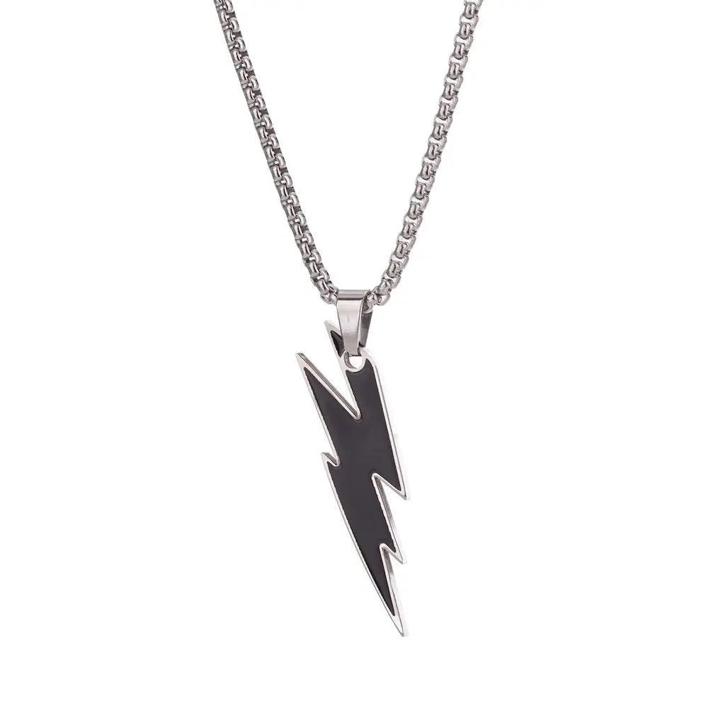 TOHM Fashion Stainless Steel Lightning Pendants Necklace  Hip Hop Party Gifts Waterproof Charms Jewelry Not Fading