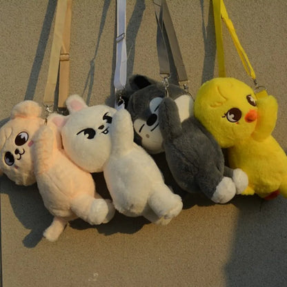 *SKZOO Kpop Plush Toys,Wolf Bear Foxes Duck Cartoon Cute Plush Animal Backpack Dolls, Large Messenger Bag, Throw Pillow, Gift