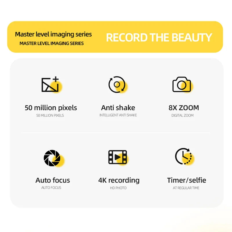 Xiaomi Retro 4K CCD Camera 50MP Auto Focus Dual Flash 8x Zoom Portable Student Vlog Camera for Beginners Travel Gift Photography