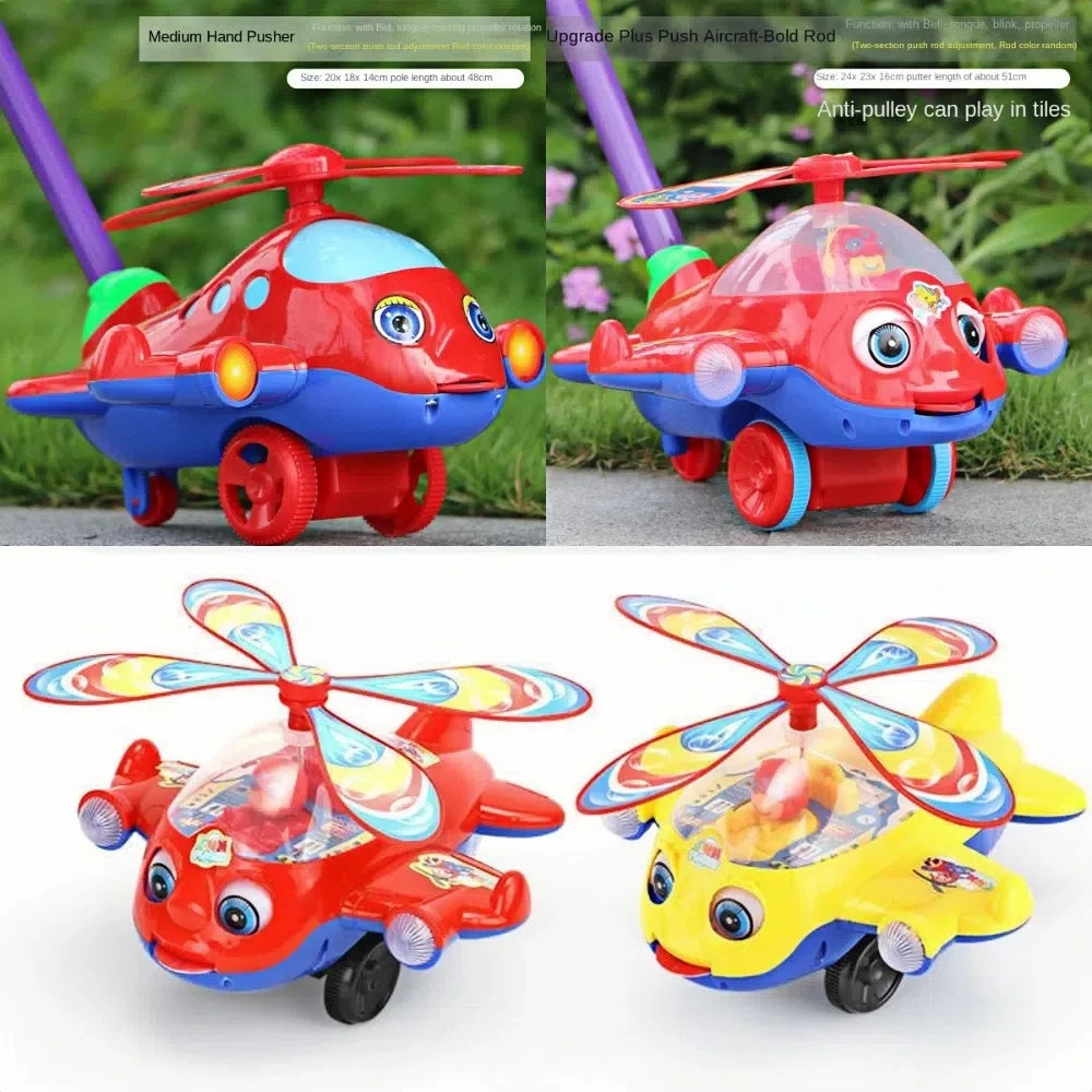 Interactive Baby Walker Toy with Bell Detachable Baby Toddler Stroller Toy Gifts Children's Hand Push Airplane