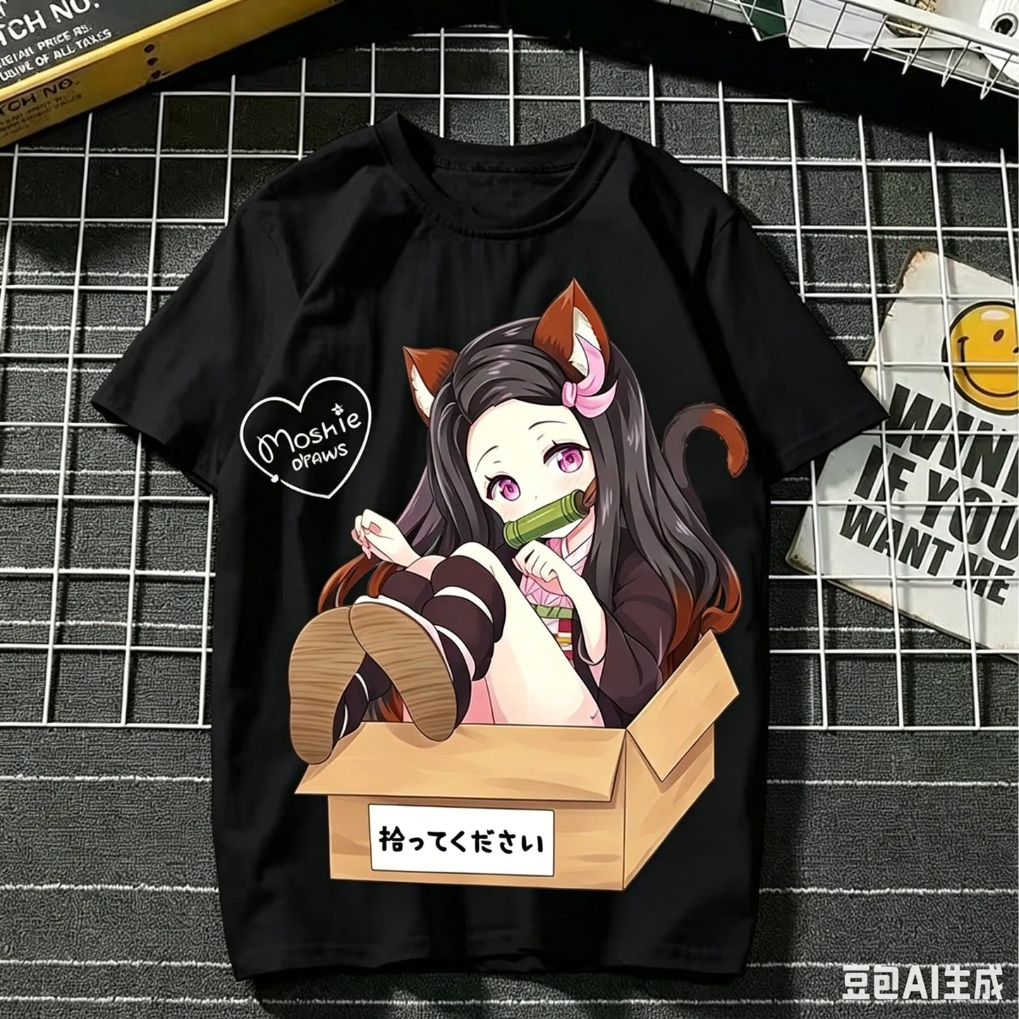 2026 Summer Demon Slayer Nezuko Cherry Blossom Butterfly Print Cotton T-Shirt Adult Kids Casual Loose Breathable Anime Tops Y2k