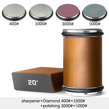Niiruo Rolling Knife Sharpener Kit Double Sided Diamond Sharpening 15/20° Degree Magnetic Angle For Kitchen Knives Whetstone Set