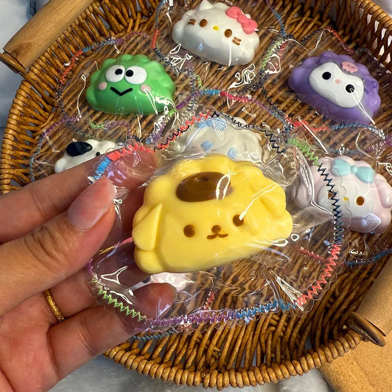 Hello Kitty Silicone Pinch Anime Figures Cartoon Dumplings Series Le Cream Slurry Stress Relief Squeeze Toys Decompression Gift