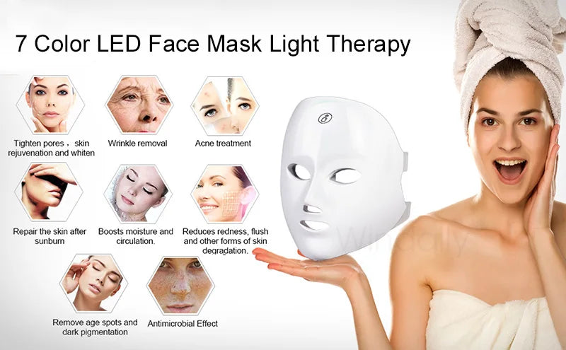 7 Colors Wireless Led Face Mask Therapy Photon USB Recharge Facial Mask For Anti Aging Skin Rejuvenation Skin Care Beauty Device