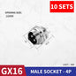10 sets GX16 metal aviation socket 2/3/4/5/6/7/8/9/10pin electric cable terminal fixed type and butt mobile type Female&male