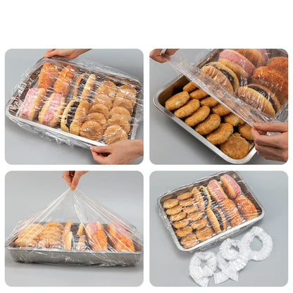 120/70/52CM Disposable Kitchen Accessory Food Cover Storage Bag Saver Dust Food Grade Fresh Lids Elastic Shower Headgear Cover