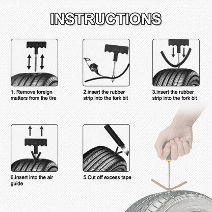 Tire Repair Strips Tubeless Rubber 100/5 Pcs (One piece is equal to five sticks.) Motorcycle and Bike Tyre Puncture Repair.