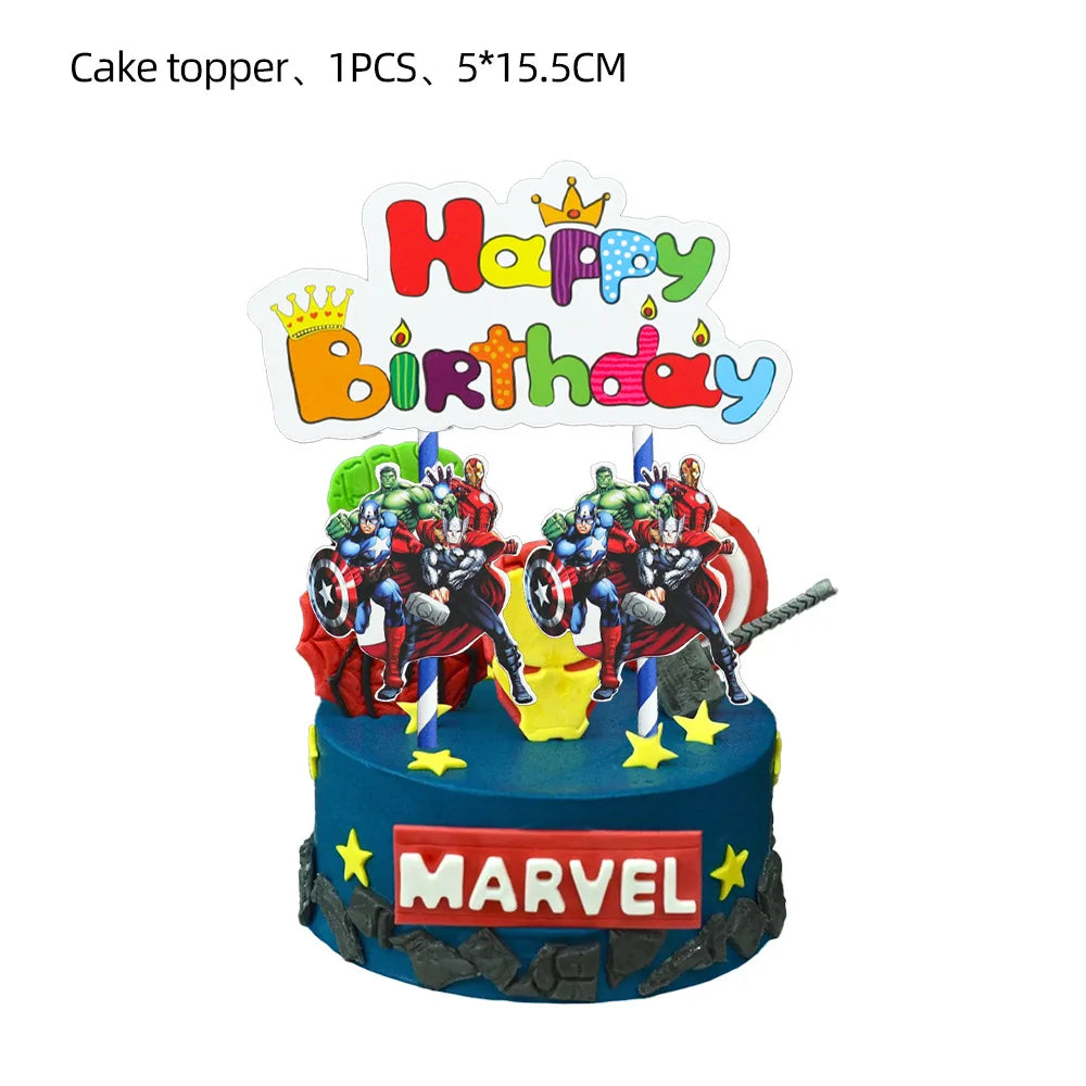 Avengers Marvel Party Decorations SuperHero Theme Tableware Kit Balloon Deco Happy Birthday Banner Supplies for Boys Favors Gift