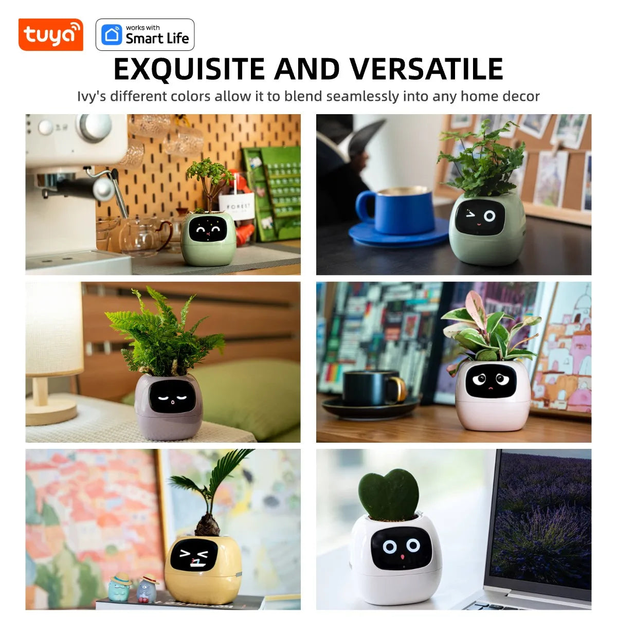 Gen1 Tuya Ivy Smart Planter,Endless Fun Over 49 Rich Expressions,7 smart sensors,AI Chips Make Raising Plants Easy and Fun