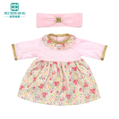 Fits 17-18inch American Doll and New Born Doll Clothes Fashion Dresses, Hooded Jumpsuit, Cardigan Strap Skirts Toys Gifts