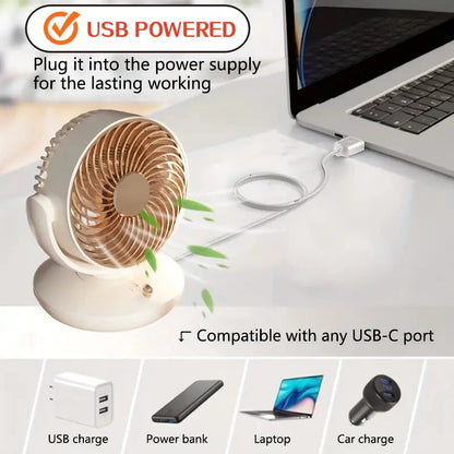 Small Desktop Fan 6 Inch Table Fan 3 Speed 140° Manual Tilt and 120° Auto Oscillation For Home Office Bedroom