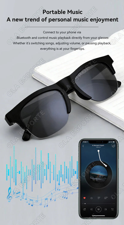 New Wireless Bluetooth Smart Sunglasses Touch Control Music Remote Camera Voice Call Built-in Voice Assistant Smart Glasses HT22
